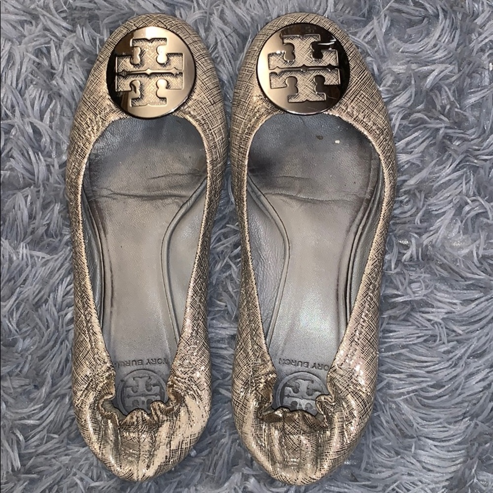 Tory Burch silver flats